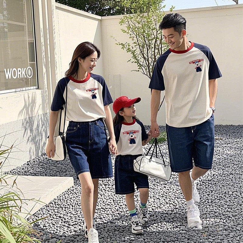 Parent-child T-shirt Manufacturer - OEM A Family Photo Short Sleeves Soft Comfortable Beach Wear Summer Clothes