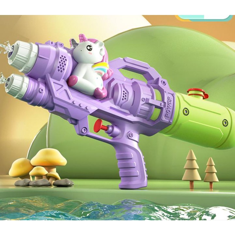 Water Gun Toy Manufacturer - OEM New Children's Cute Dual Nozzle Dinosaur Duck Shark Pull-out