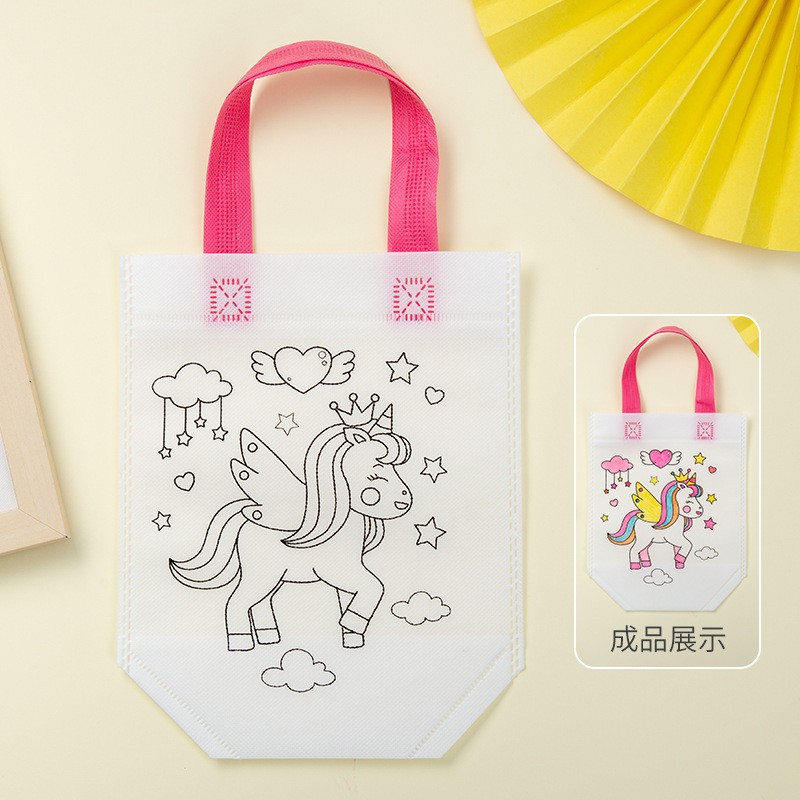 DIY Coloring Bag Manufacturer - OEM Student Cartoon Hand Painted Non Woven Kindergarten Children's Gift