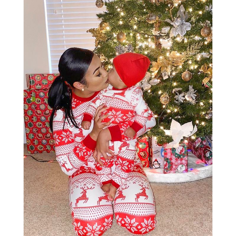 Parent-child Pajamas Set Manufacturer - OEM Christmas Red White Contrast Casual Home Wear Holiday