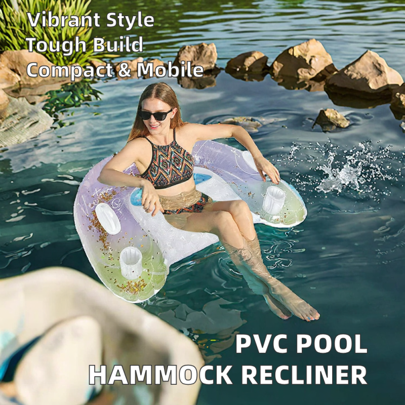 Inflatable Hammock Manufacturer - OEM Foldable Water Striped PVC Swimming Pool Floating Lounger Seats