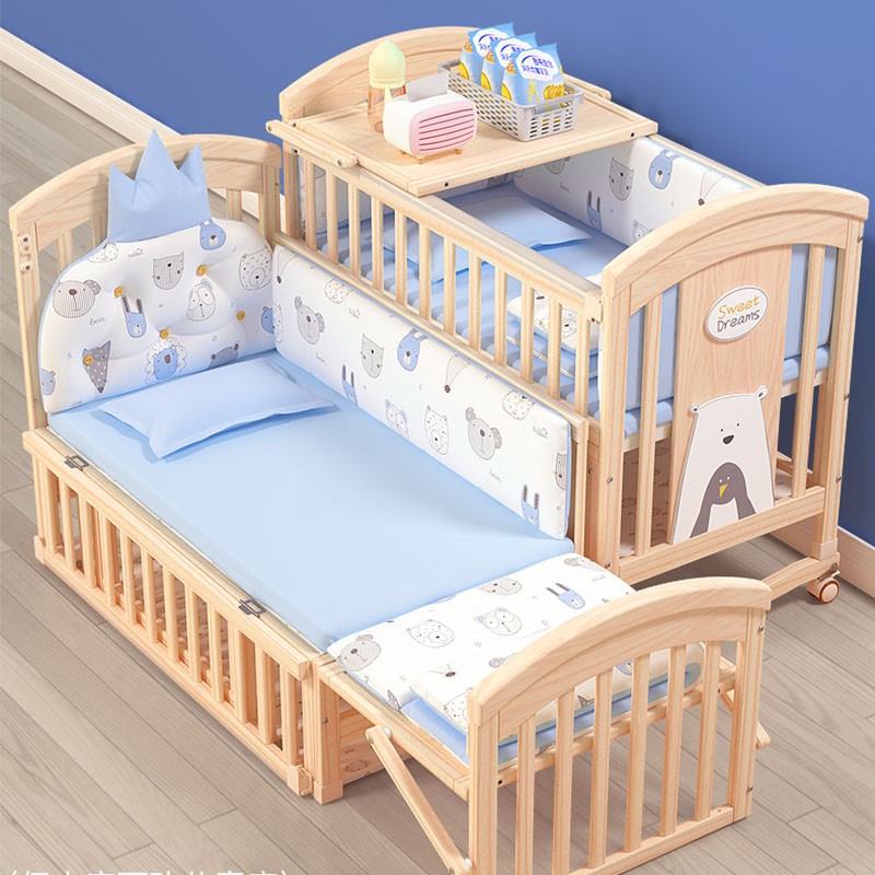 Baby Cot Factory - Pine Wood Adjustable Wheels