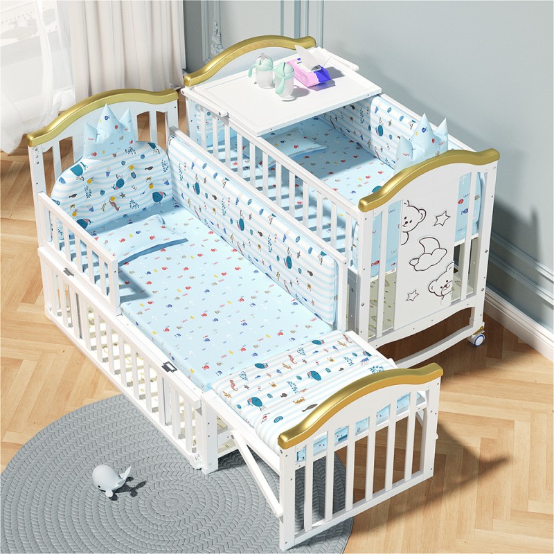 Baby Crib Supplier - White Solid Wood Cradle