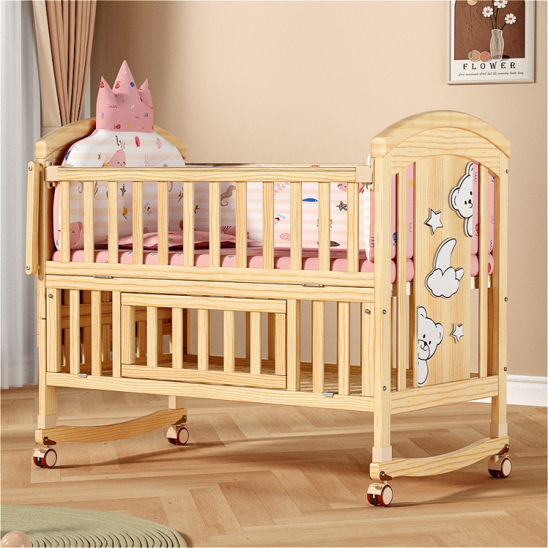 Baby Crib Supplier - Solid Wood Adjustable Wheels
