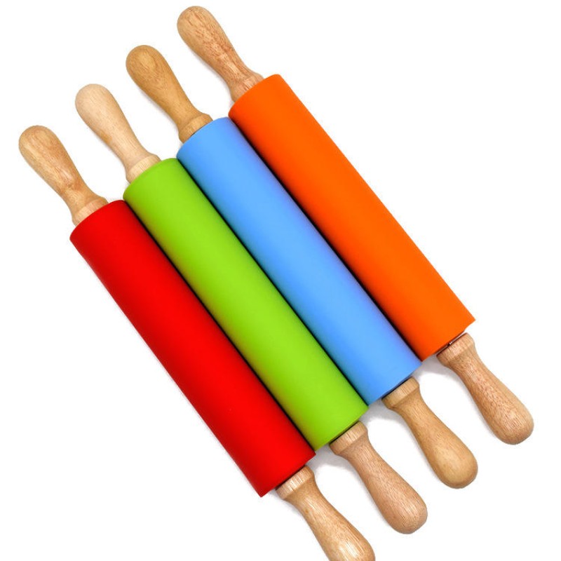 Silicone Baking Rolling Pin Manufacturer - Wooden Handle Non-Stick Noodle Rolling