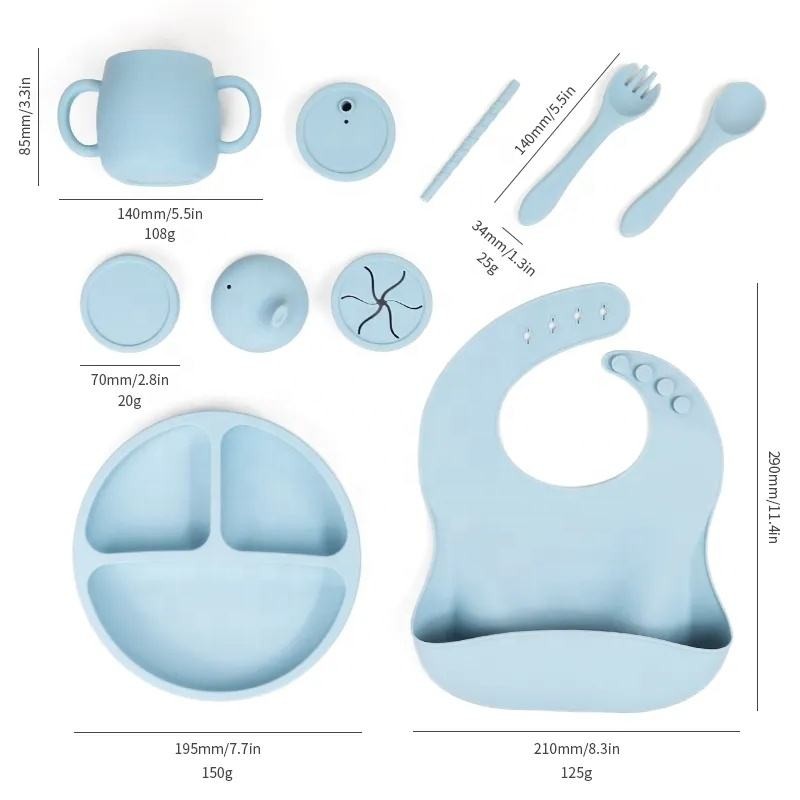 Baby Silicone Feeding Mat Set Manufacturer - Cute Portable with 450ml Bottle