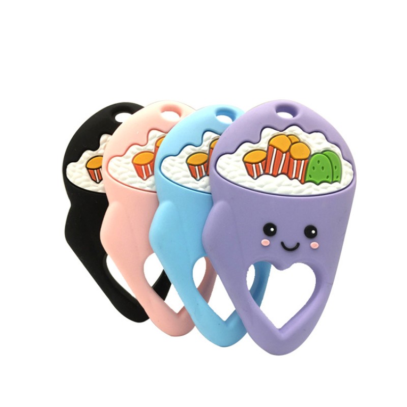 Cartoon Silicone Teether Ring Factory - Safe Food Grade Ice-Cream Pizza Design