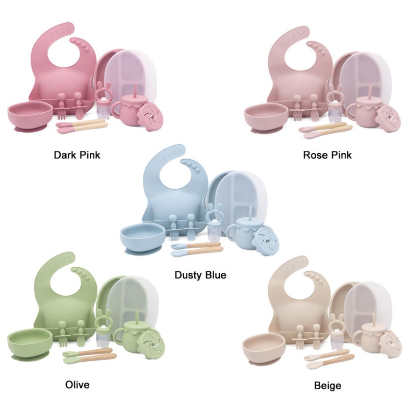 Toddler Silicone Feeding Bowl Set Manufacturer - BPA Free Solid Color with Handle
