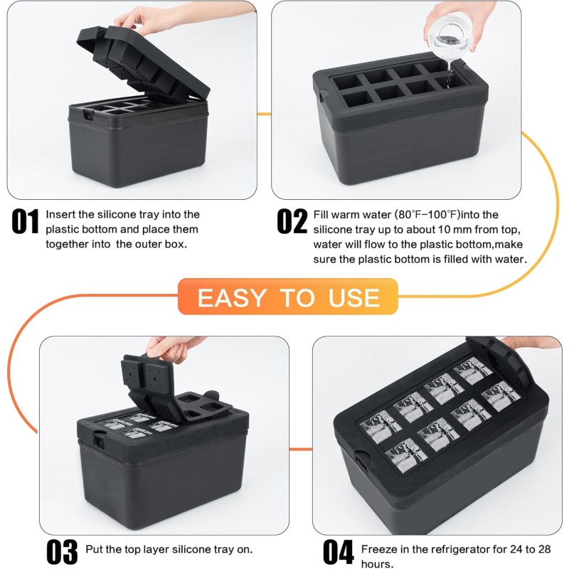 Reusable Ice Cube Tray Factory - 8-Cavity PP Plastic Eco-Friendly Ice Cream Maker