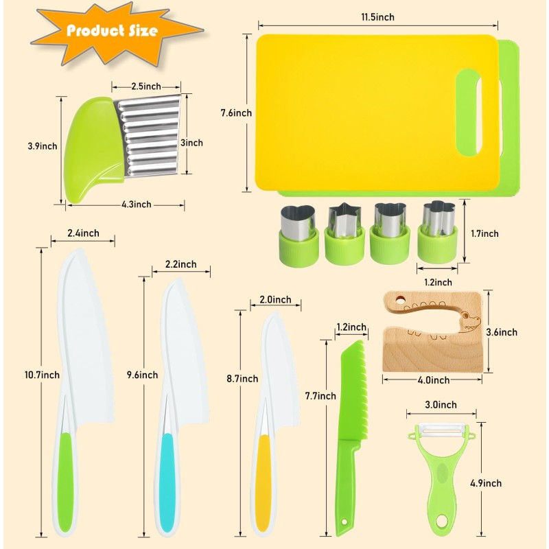 Kids Cooking Tools Set Manufacturer - Safe Knives & Crinkle Cutter Board Toddler