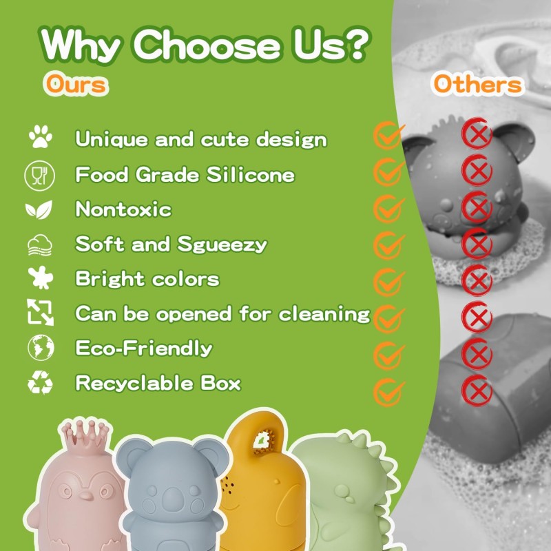 Baby Bath Water Spray Toy Manufacturer - Wholesale Silicone Tumbler Animal Bear Mold