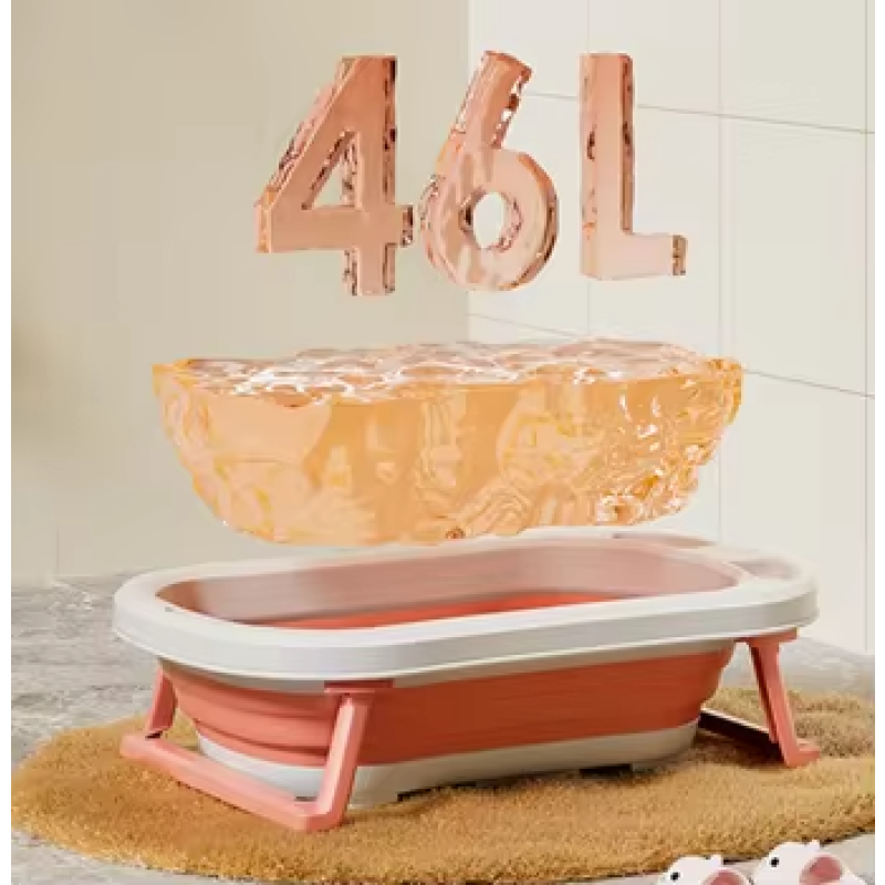 Toddler Bath Tub Bathmat Manufacturer - Whale Folding Non Slip Legs Deep Pink