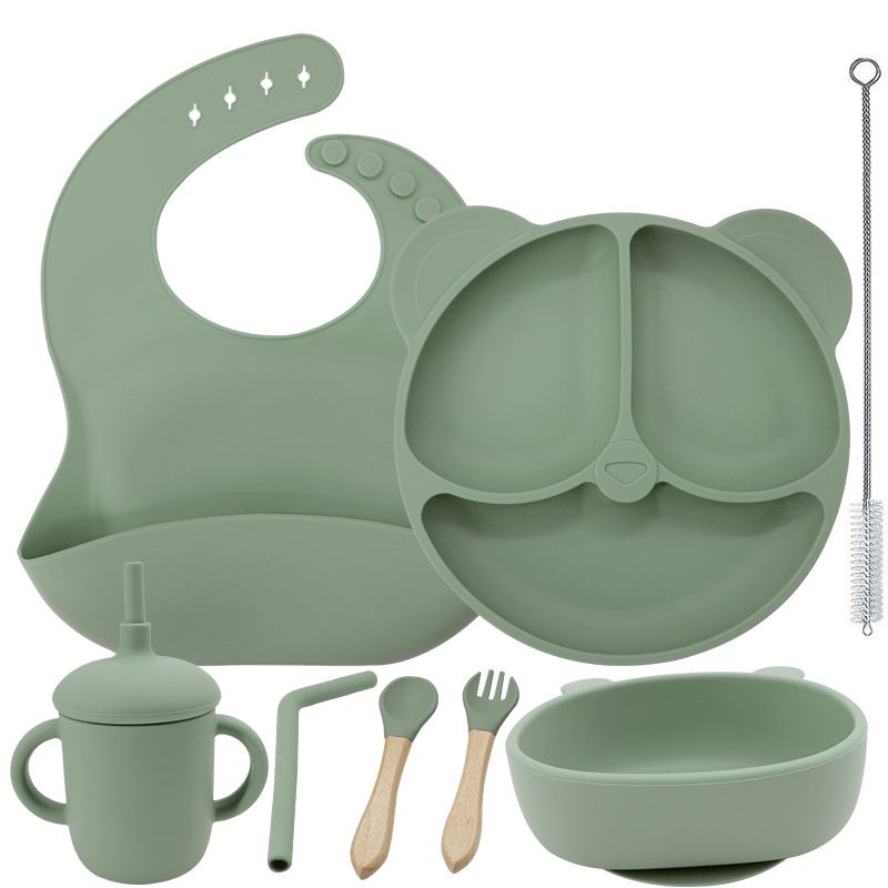 Toddler Baby Feeding Set Manufacturer - BPA Free Silicone Self Dining Spoon Bibs