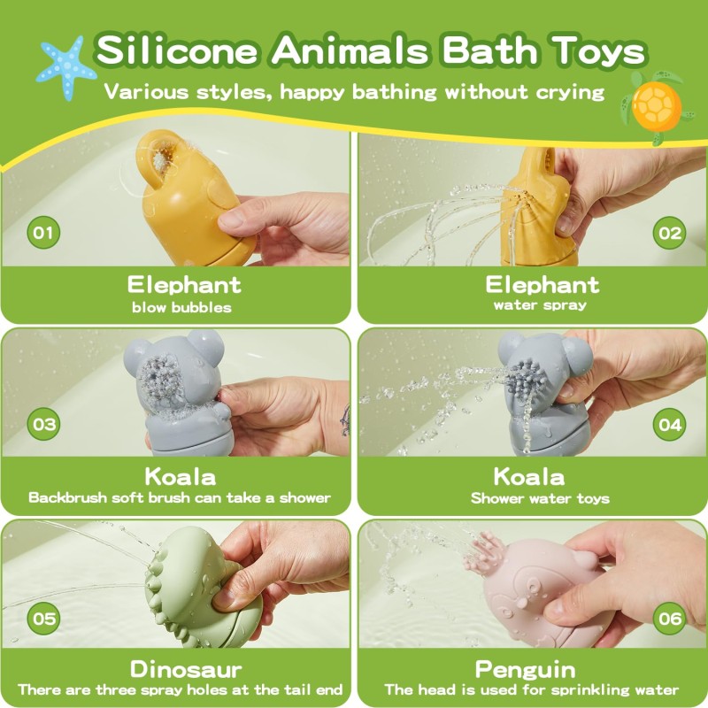 Baby Bath Water Spray Toy Manufacturer - Wholesale Silicone Tumbler Animal Bear Mold