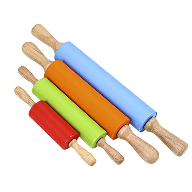 Silicone Baking Rolling Pin Manufacturer - Wooden Handle Non-Stick Noodle Rolling