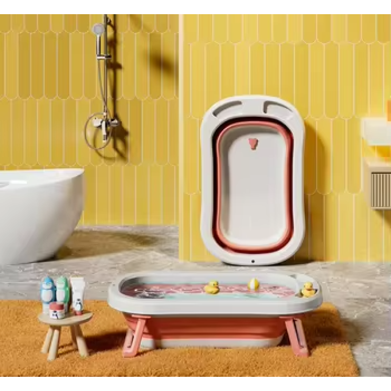 Toddler Bath Tub Bathmat Manufacturer - Whale Folding Non Slip Legs Deep Pink