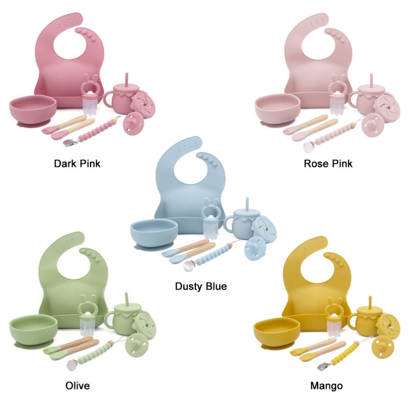 Toddler Silicone Feeding Bowl Set Manufacturer - BPA Free Solid Color with Handle