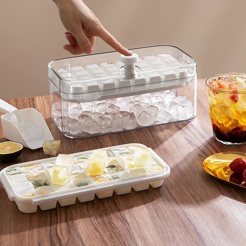 Silicone Ice Cube Tray Factory - Portable One-Touch Release 64 Grids Maker
