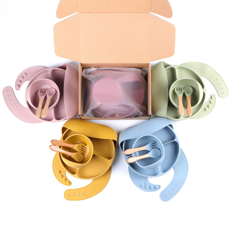 Baby Feeding Bowls Set Factory - 2025 BPA Free Silicone Bottle Brush Spoon Cups