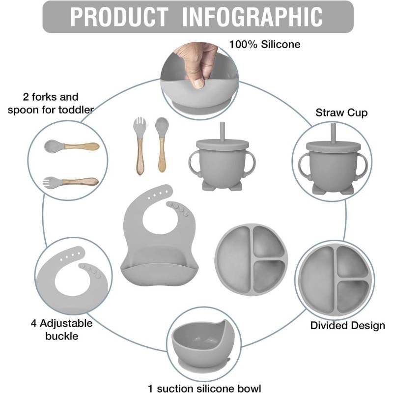 Reusable Baby Sippy Cup Factory - BPA Free Silicone Drinking Bottle Long Straw