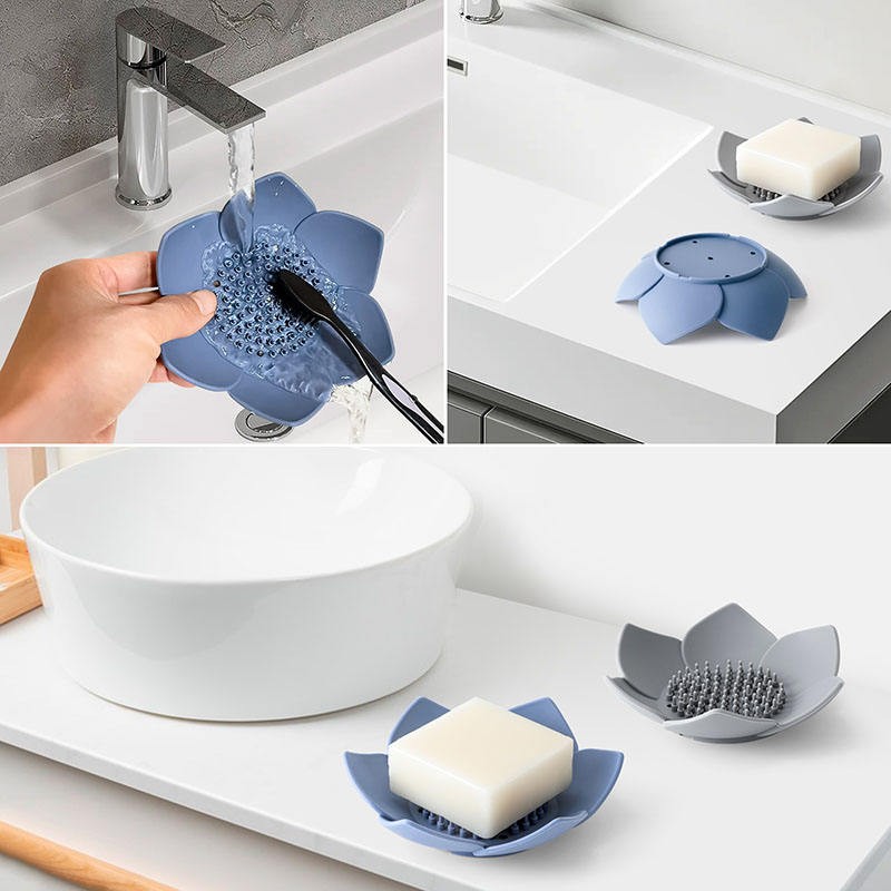 Single-Tier Silicone Soap Dish Manufacturer - Modern Self-Draining Waterfall Tray