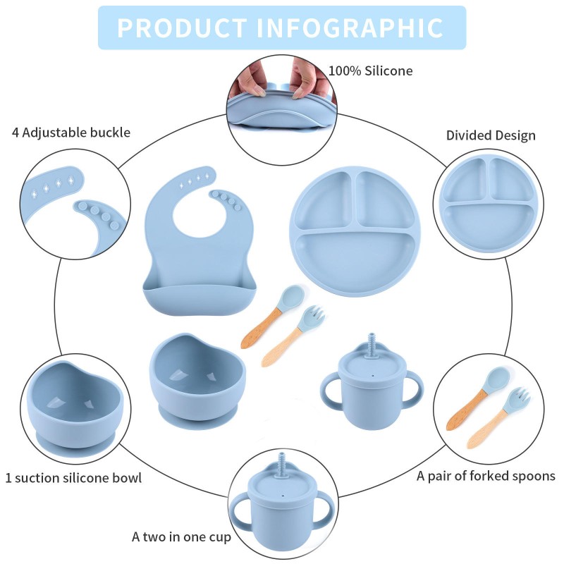 Baby Feeding Bowls Set Factory - 2025 BPA Free Silicone Bottle Brush Spoon Cups