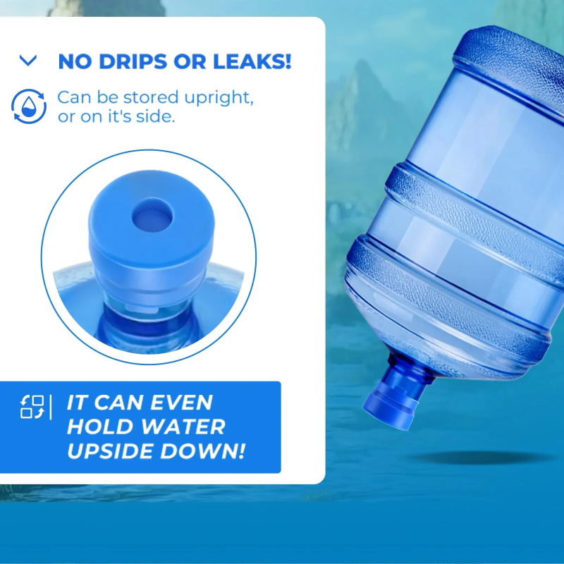 Reusable Silicone Water Jug Cap Factory - 2025 New 3 5 Gallon Non-Spill 55mm Lids