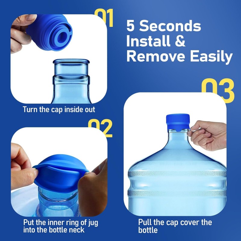 5 Gallon Silicone Water Bottle Cap Manufacturer - Non Spill 55mm Reusable Cover