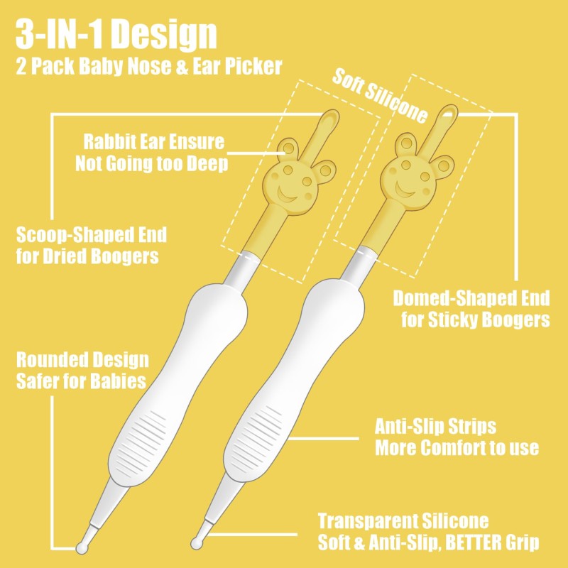Professional Baby Nose Cleaner Factory - 2 Pack Silicone Ear Wax Remover Tool
