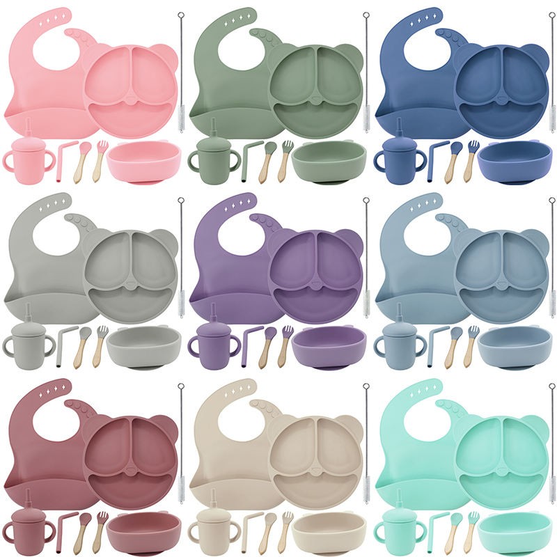 Toddler Baby Feeding Set Manufacturer - BPA Free Silicone Self Dining Spoon Bibs