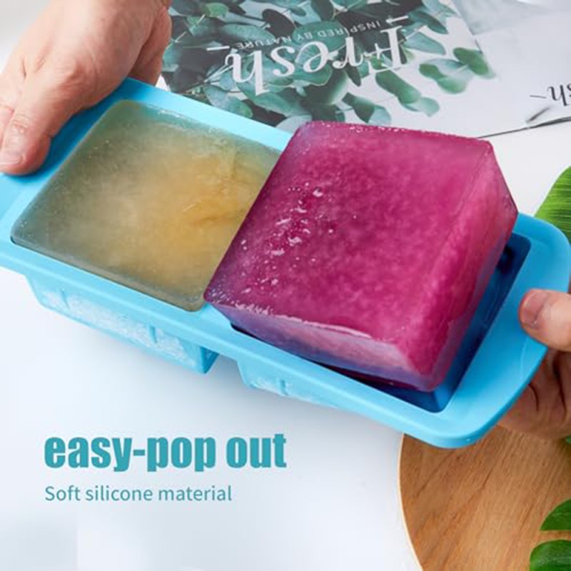 Silicone Freezer Container Factory - 1-2 Cup Rectangle Mold Soup Sauce Ice Cube Tray