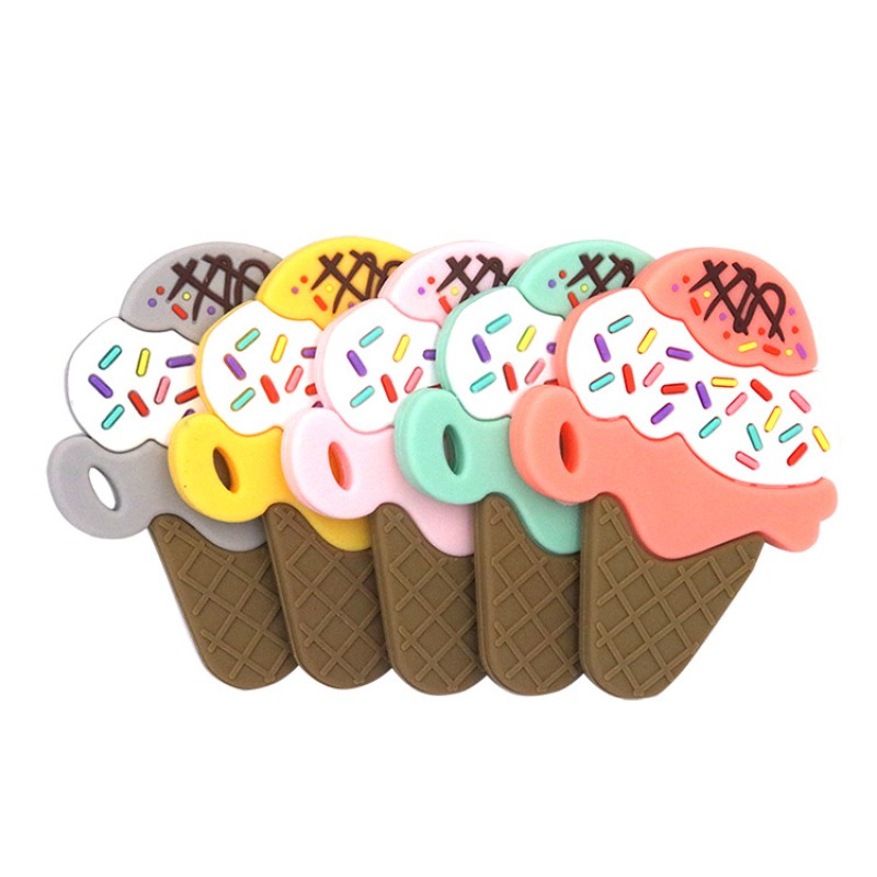 Cartoon Silicone Teether Ring Factory - Safe Food Grade Ice-Cream Pizza Design