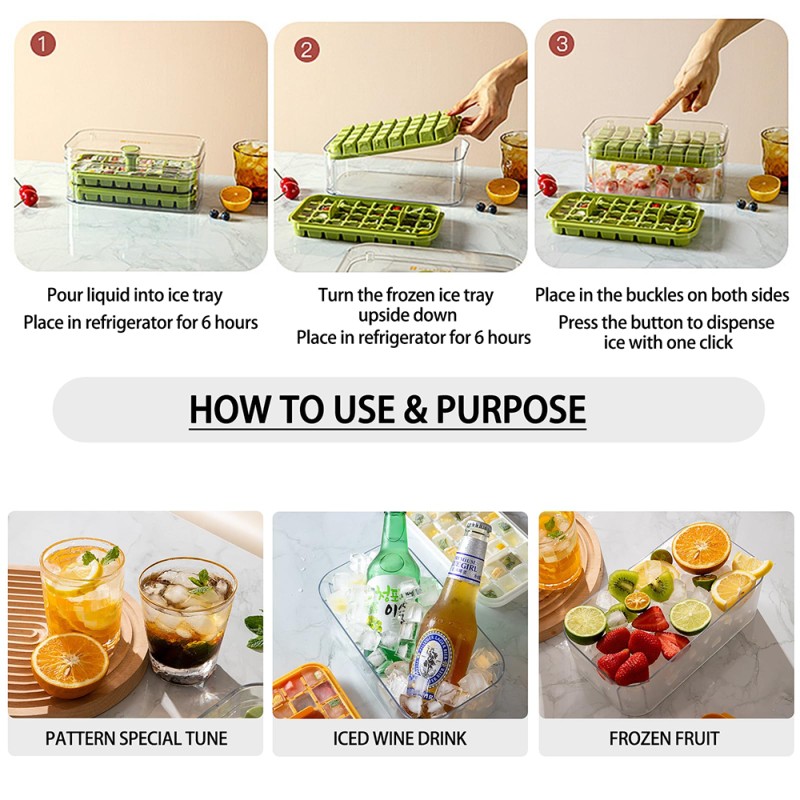 Silicone Ice Cube Tray Factory - Portable One-Touch Release 64 Grids Maker