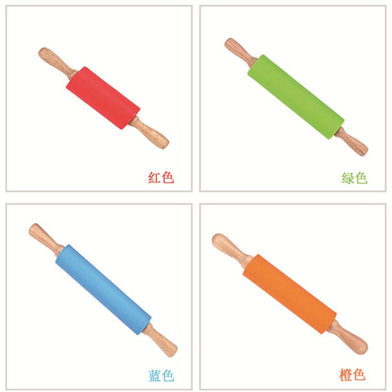 Silicone Baking Rolling Pin Manufacturer - Wooden Handle Non-Stick Noodle Rolling