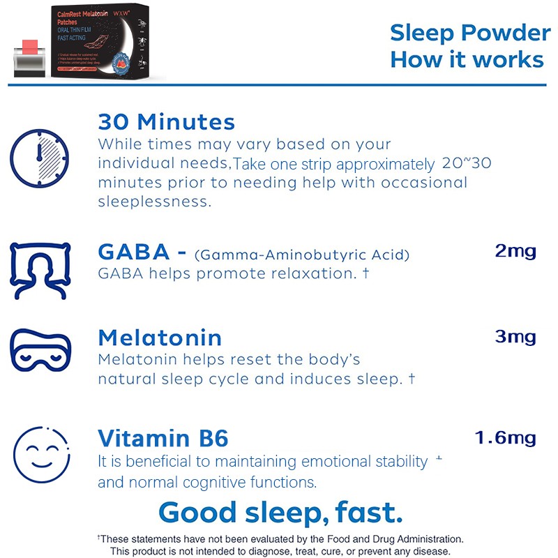 OEM Private Label 100% Natural Sleep Melatonin Gummies Mind Calm Bedtime Supplement Melatonin Strips