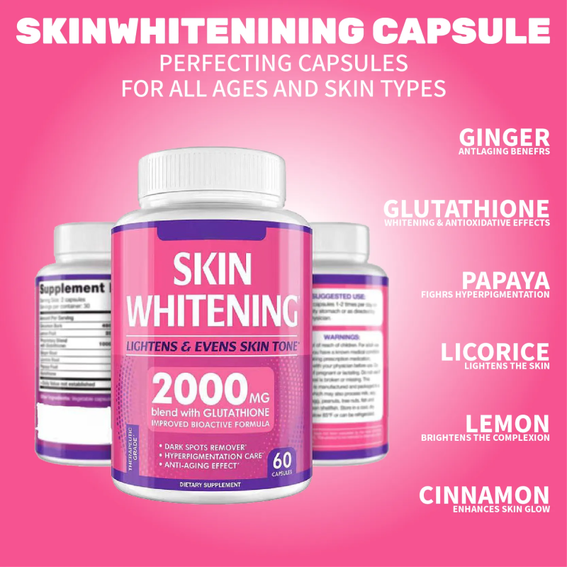Pure Glutathioner Capsule with Anti-aging and Collagen Skin Whitening Private Label Beauty White L-glutathioen Capsules