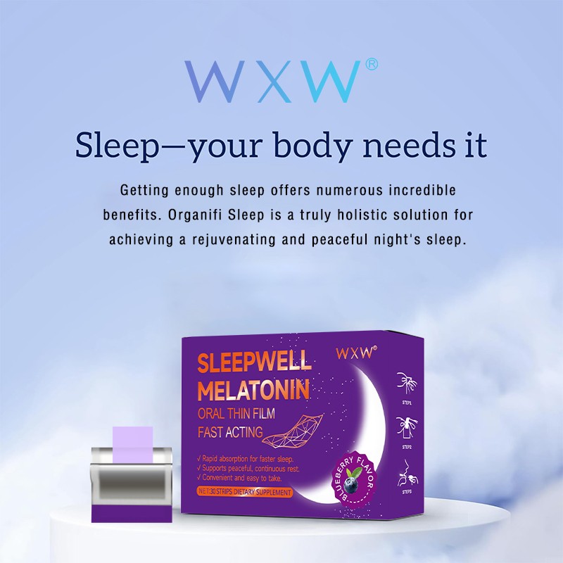 OEM Dietary Supplement Sleep Melatonin Pouches Promote Relaxation Sleeping Vitamin D Melatonin Strips