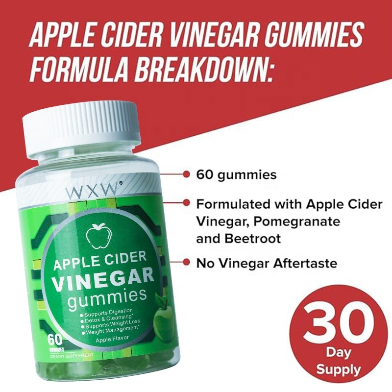 Apple Cider Vinegar Gummies Apple Flavor Folate Vitamin B6 B12 Iodine Supports Digestion  Weight Loss Detox & Cleansing