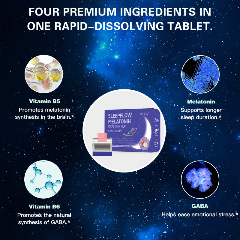 OEM Supplement Halal Deep Sleep Gummy Gaba Melatonin 60mg 10mg Sleep Melatonin Strips