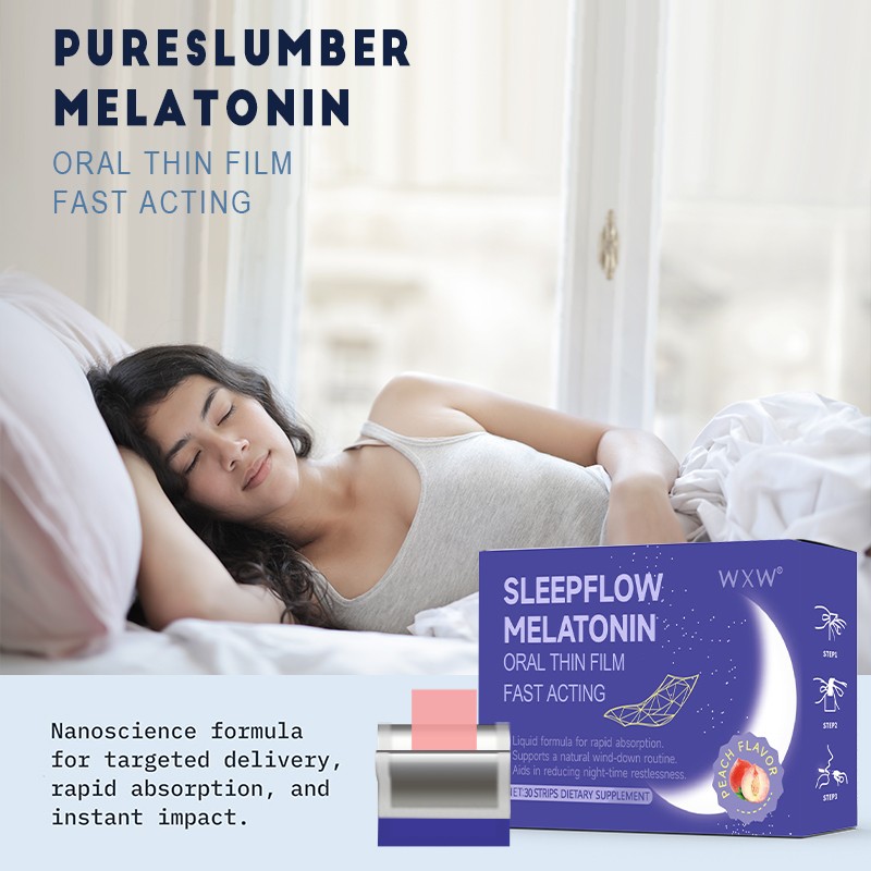 Deep Aid Melatonin Gummies Candy Vitamin B6 5HTP Sleep Strips Ashwagandha L-theanine 5-HTP Melatonin Strip