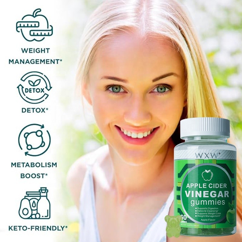 Apple Cider Vinegar Gummies Apple Flavor Folate Vitamin B6 B12 Iodine Supports Digestion  Weight Loss Detox & Cleansing