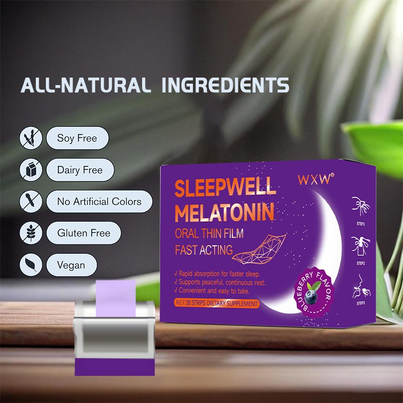 OEM Dietary Supplement Sleep Melatonin Pouches Promote Relaxation Sleeping Vitamin D Melatonin Strips