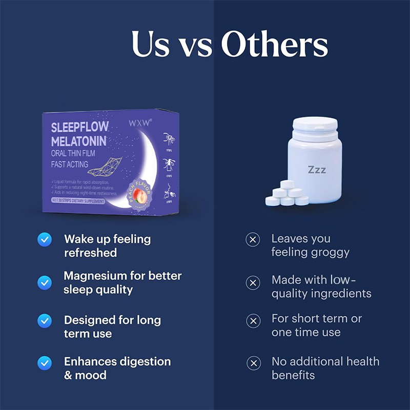 Deep Aid Melatonin Gummies Candy Vitamin B6 5HTP Sleep Strips Ashwagandha L-theanine 5-HTP Melatonin Strip