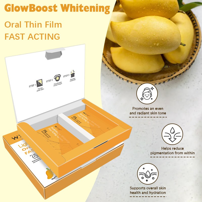 Wholesale Supplements Mango Flavor BrightPearl Whitening Oral Thin Film for Skin Whitening Strips