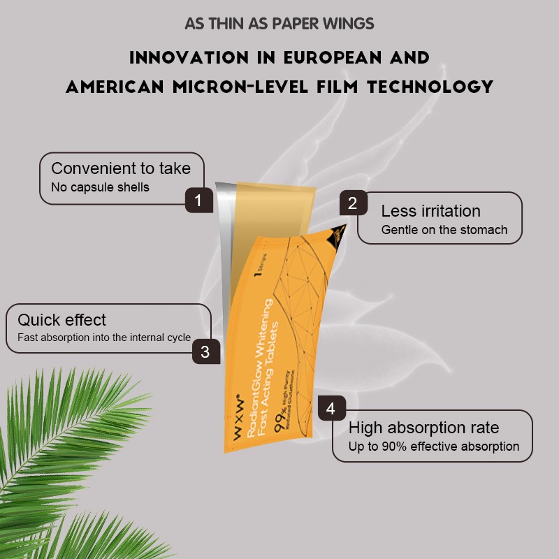 Wholesale Supplements Mango Flavor BrightPearl Whitening Oral Thin Film for Skin Whitening Strips