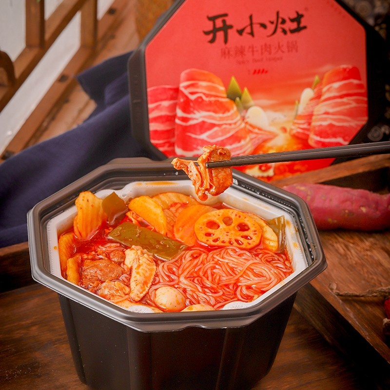 405G Open a Small Stove Spicy Beef Self Heating Hot Pot Food Ready to Eat Heating Beef Hotpot Self-boiling Hotpot