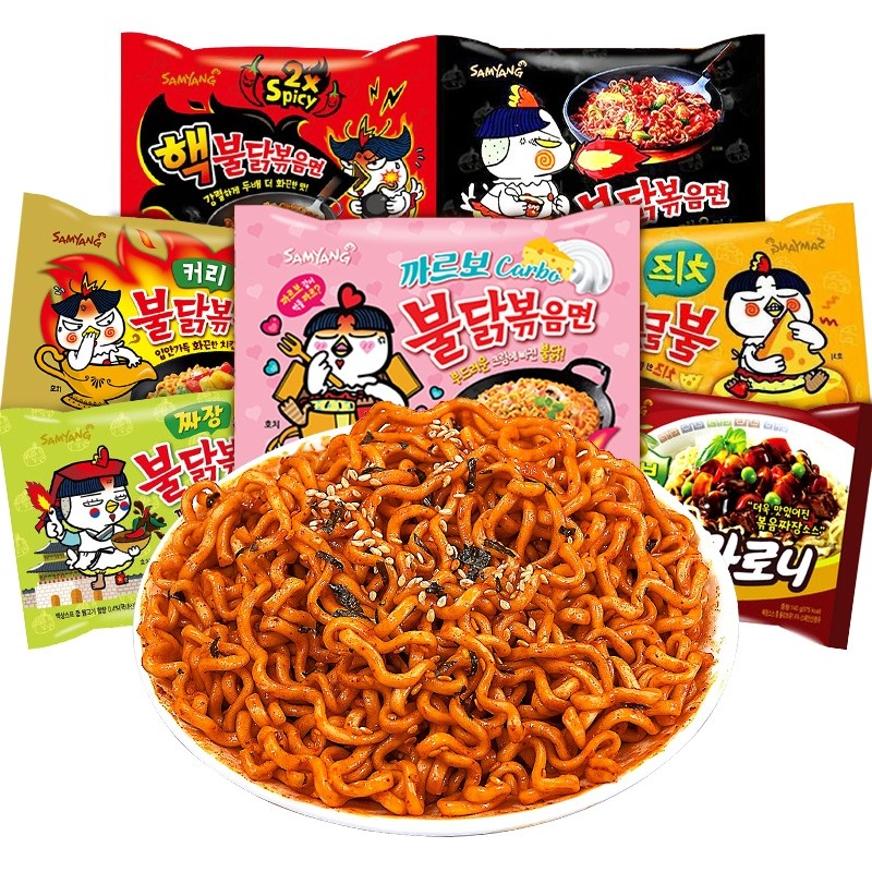 Korean Instant Noodle Food Hot Chicken Spicy Flavor Roasted