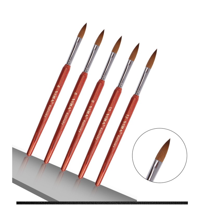 Acrylic Nail Brush Manufacturer - 1PC Redwood Handle 100% Kolinsky Sable Round