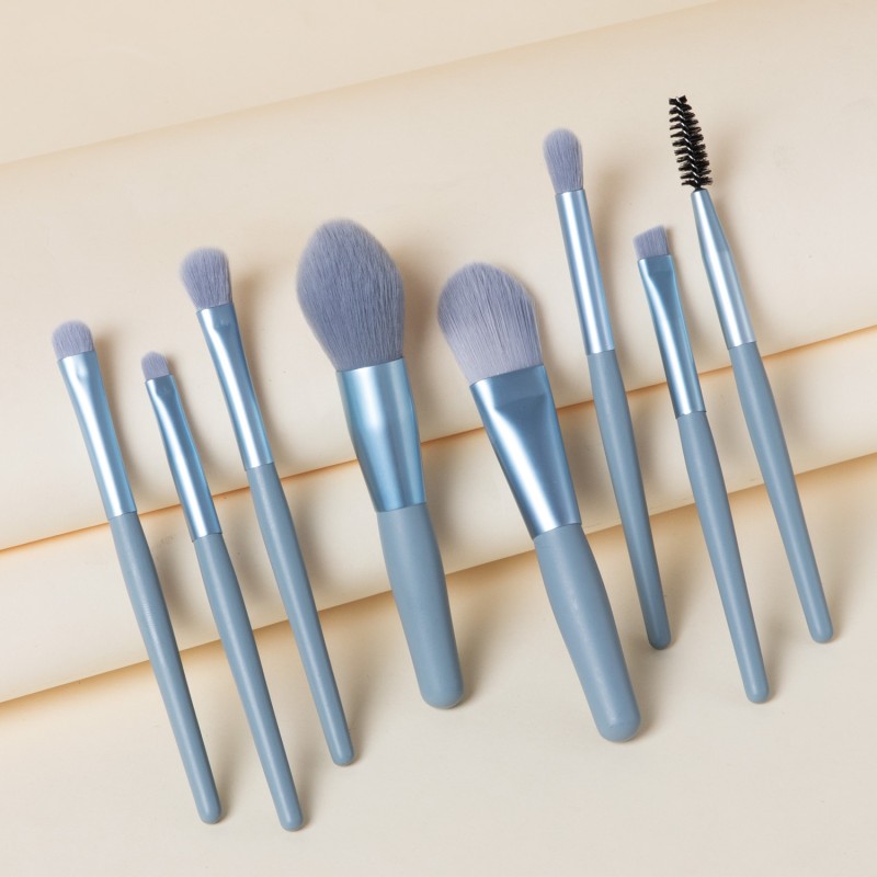 Makeup Brush Set Manufacturer - Custom Wood Handle 8pcs Nylon Hair Kit