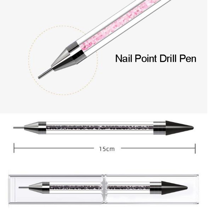 Nail Art Pen Manufacturer - 15cm Double-Head Point Drill Colorful Nail Brush